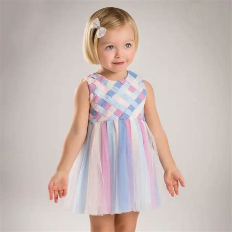 Marke kind mädchen kleidung Nette kinder baby mädchen sommerkleid bunte stricken mesh kleid ...