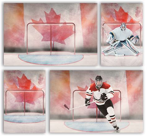 Canadian Ice Hockey Backdrop, Hockey Goal, Sport Background, Digital Backdrop, Canadian Flag ...