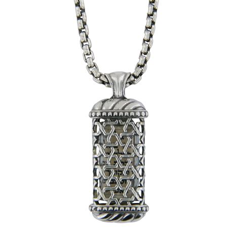 Mezuzah Shin Pendant Necklace Silver 14K gold Shema scroll on Rounded ...