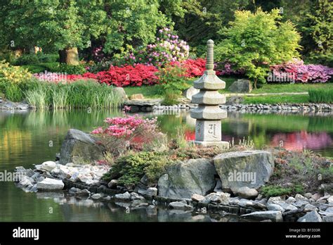 Japanese garden in the spring Stock Photo - Alamy