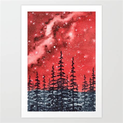 "Red Milky Way" Galaxy watercolor illustration Art Print by Kathryn’s ...