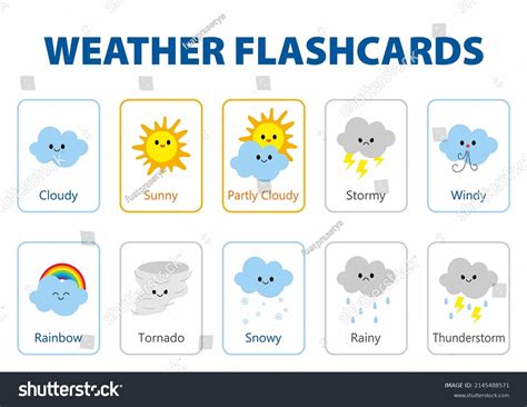 Weather Flashcards Kids Learn Weather Cute Stock Vector (Royalty Free ...