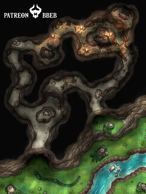 A messy goblin cave (with a fitting quest idea) [30x40] : r/battlemaps