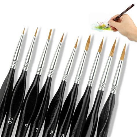 Micro Detail Paint Brush Set,9 Pack Sable Hair Tiny Professional Miniature Fine Detail Brushes ...