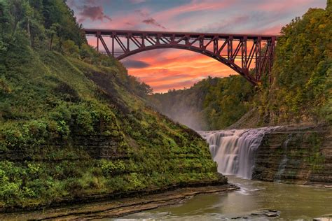 Revel In The Beauty Of A Three-Tiered Waterfall At At Letchworth State ...