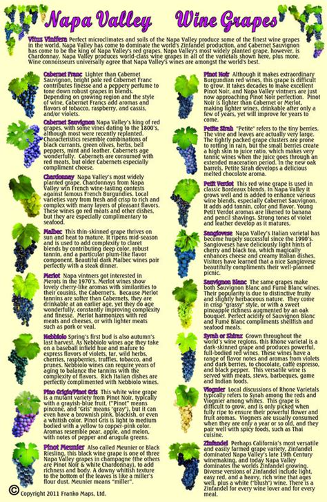 Napa Valley Wine Grapes Guide Card – Franko Maps