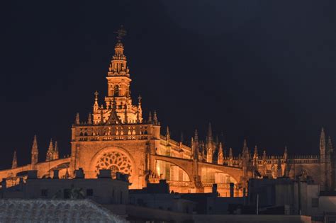 Seville Cathedral at night - not at her desk