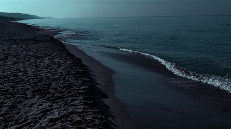 Overcast Sea Beach Waves At Night 4k Wallpaper 4K