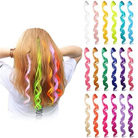 24 Pieces 24 Colors Multi-Colors Clip on in Hair Extensions ...