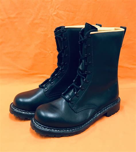 Vintage German Military Black Leather Boots Size 10 - Gem