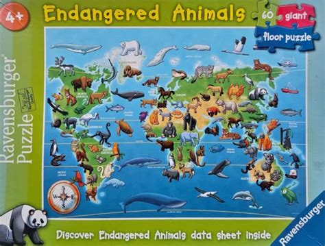 RAVENSBURGER ENDANGERED ANIMALS World Map Floor Puzzle - Jigsaw £2.00 - PicClick UK