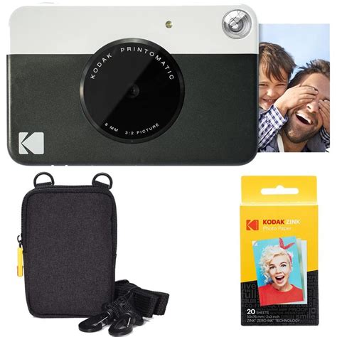 Kodak Printomatic Instant Camera (Black) Basic Bundle + Zink Paper (20 Sheets) + Deluxe Case ...