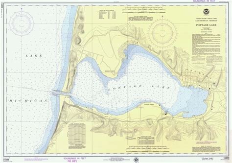 Portage Lake 1975 Lake Michigan Michigan Nautical Map