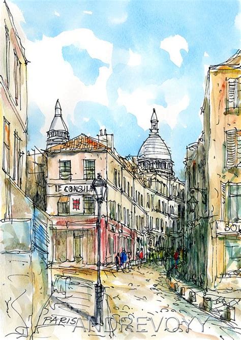 PARIS MONTMARTRE Art Print From an Original Watercolor - Etsy ...