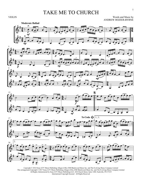 Hozier "Take Me To Church" Sheet Music Notes | Download Printable PDF Score 119624