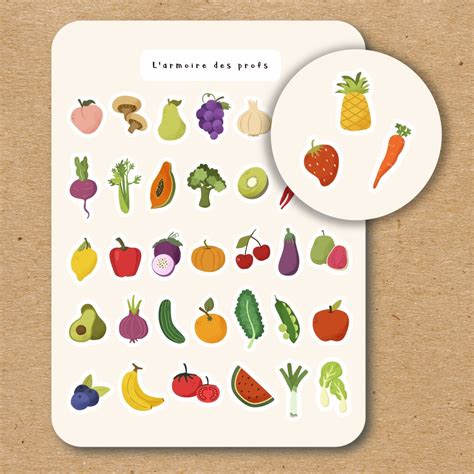 FRUIT & VEGETABLE Stickers / Fruit and Veggie Sticker Sheet - Etsy