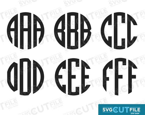 Monogram Letters Svg, Round Alphabet Font Monogram, Cute Birthday ...