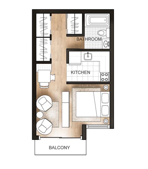 Floor Plan Rendering of a 330 sq.ft downtown studio condo in 2023 ...