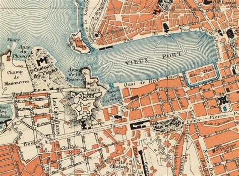 Vintage Map of Marseille Marseille Old City Plan From 1888 - Etsy