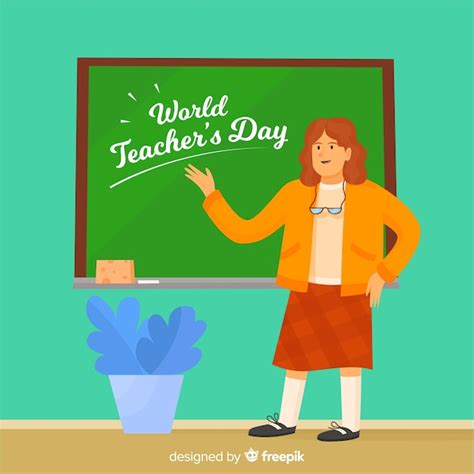 Free Vector | Teacher pointing at blackboard flat design