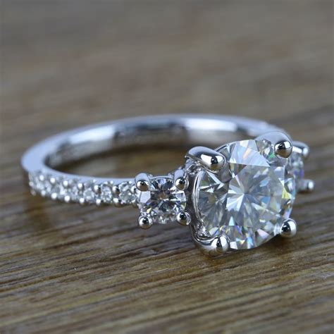 Three-Stone Round Moissanite Engagement Ring (2 Carat)