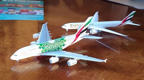 Gemini jets - Emirates unboxing BRAND NEW boeing 777 - 9 and Airbus A380 - detail - YouTube