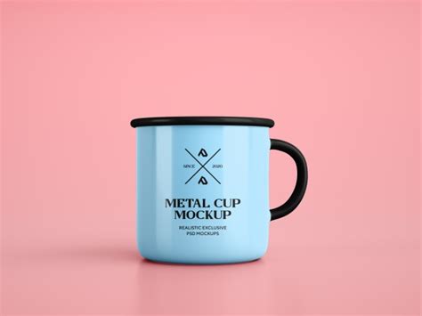 Premium PSD | View of a metal mug mockup