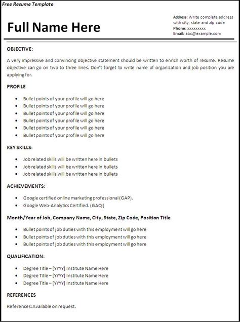 Job Resume Template | Free Word Templates