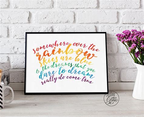 Somewhere Over the Rainbow Wall Art Printable Rainbow | Etsy