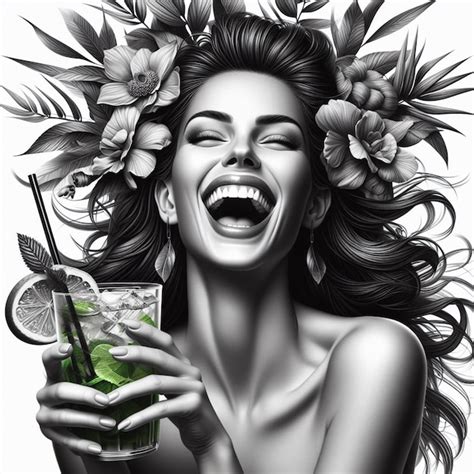 Premium AI Image | Caribbean Tropical laughing mojito cocktail woman girl lady hyper realisitc ...