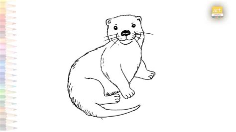 Sea Otter drawing 01 | Sea animal drawings easy | How to draw Sea Otter ...