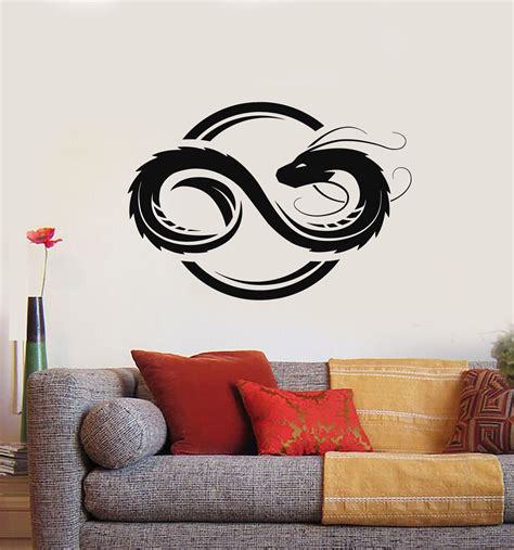 Vinyl Wall Decal Oriental Dragon Infinity Symbol Mythical Creature Sti ...