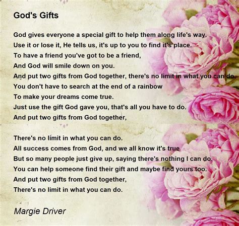 God's Gifts - God's Gifts Poem by Margie Driver