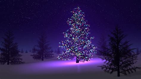 Light Decorations Christmas Tree In Violet Background HD Christmas Tree ...