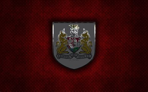 Download wallpapers Bristol City FC, English football club, red metal texture, metal logo ...