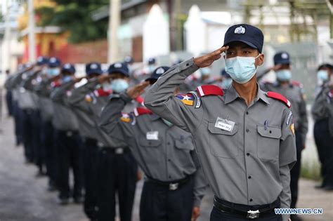 Newly recruited police officers take part in training course in Yangon, Myanmar - World News ...