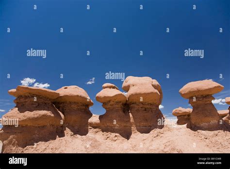 Strange cartoon-like rock formations at Goblin Valley State Park in Utah, USA Stock Photo - Alamy