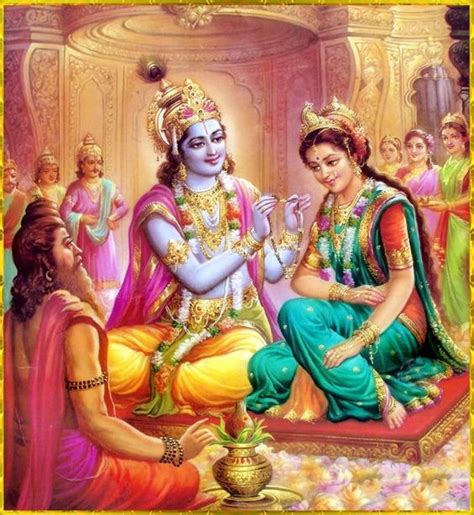 The marriage of Krishna and Rukmini Artist: Vishnu Sapar | Krishna ! | Pinterest | Marriage ...