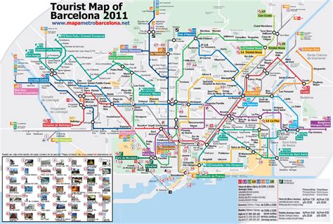 Metro map of Barcelona with sightseeings