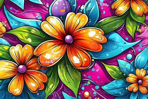 Flower Graffiti Wallpaper, Graffiti Background, Floral Graffiti Pattern ...