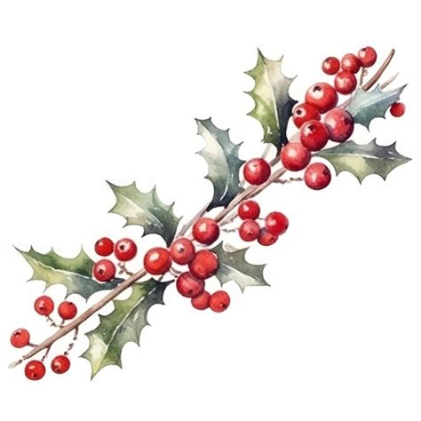 Premium AI Image | a drawing of a holly branch with berries and holly.