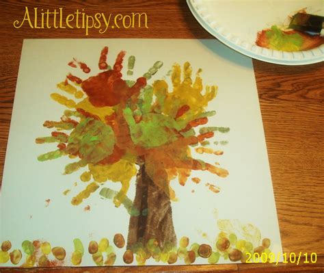 Finger Painting Fall Handprint Tree - A Little Tipsy