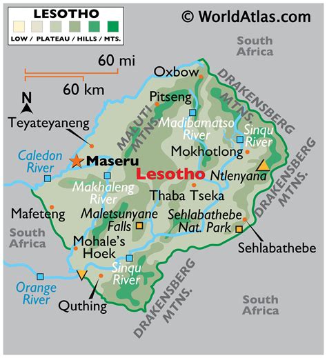 Lesotho Map / Geography of Lesotho / Map of Lesotho - Worldatlas.com