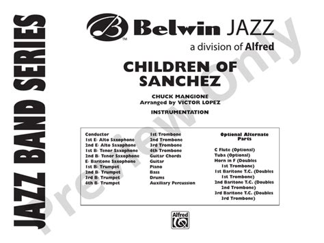 Children of Sanchez: Jazz Ensemble Conductor Score & Parts: Chuck ...