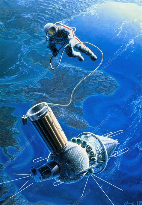 Painting of Leonov during first spacewalk - Stock Image - S625/0031 ...