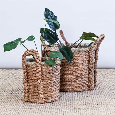 WATER HYACINTH BASKET WITH HANDLES – ZEPHYR HOME