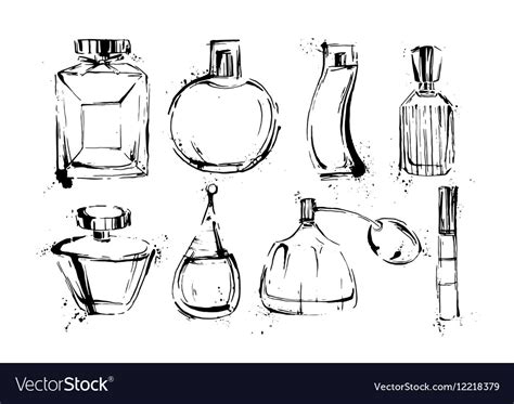 Perfume bottles set fashion sketch hand drawn Vector Image