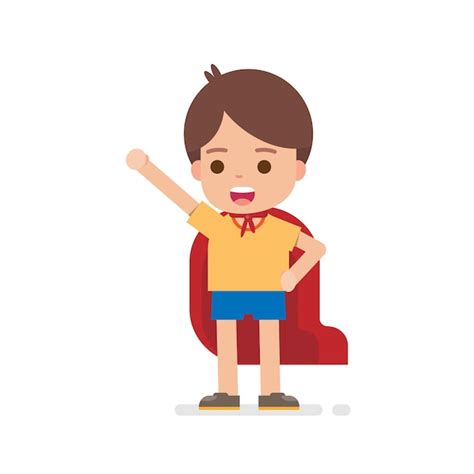 Premium Vector | Happy cute boy dress up superhero