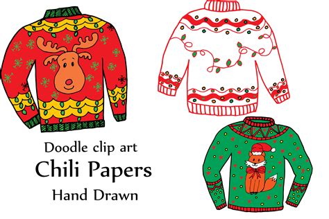 Ugly Christmas Sweater Clipart (29191) | Illustrations | Design Bundles