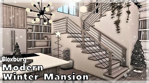 BLOXBURG: Modern Winter Mansion Speedbuild (interior + full tour ...